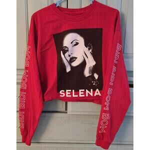 SELENA QUINTANILLA CROP TOP BIDI BIBI BOM BOM TOUR RED T SHIRT WOMENS SZ XL 🔥